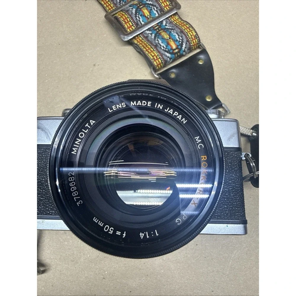 Minolta SRT 201 35mm Film Camera Silver Japan with Lens Cap Parts Only/ Untested
